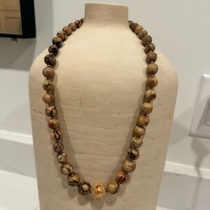 Vintage Gorgeous Tiger Coral Beaded Necklace Single Strand Graduated Rare